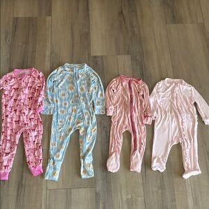 Pink and Blue Baby One-Piece Sleepers - Soft Footed Pajamas